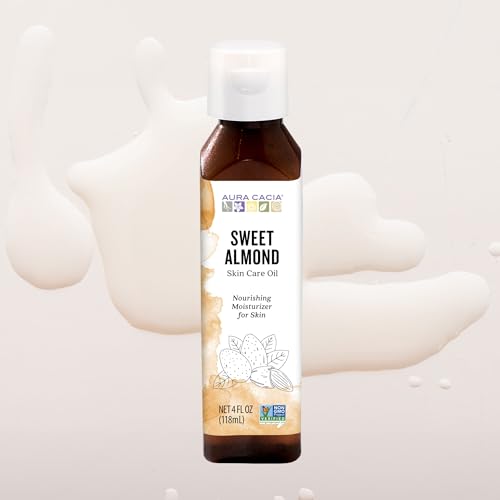 Aura Cacia Sweet Almond Skin Care Oil - 4 oz Nourishing Body & Face Moisturizer