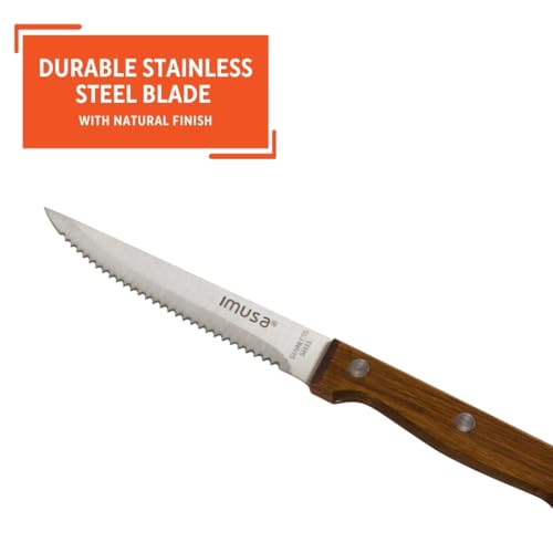 IMUSA 4-Piece Stainless Steel Steak Knife Set with Wood Handles