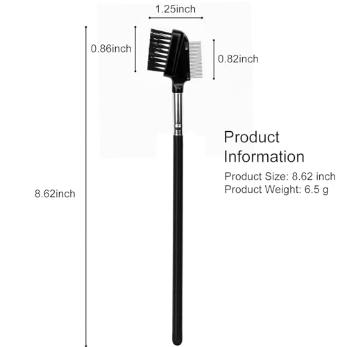 Kootinn Dual-Sided Eyelash Comb & Eyebrow Spoolie Brush with Steel Teeth