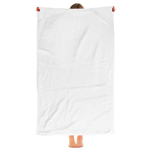 Solid White Custom Beach Towel 30x60 Inch with Photos & Text - Personalized Gift