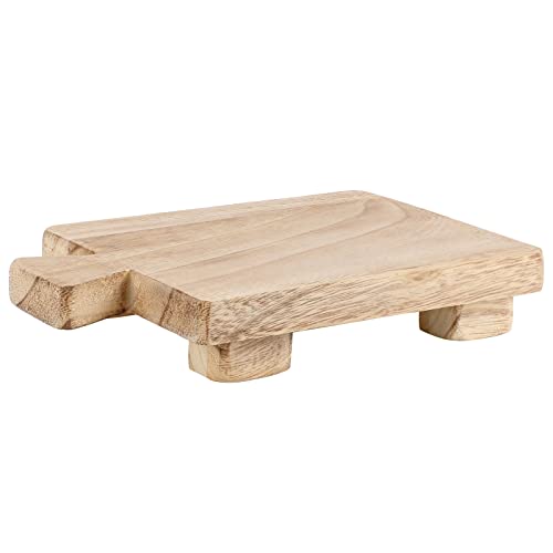 Honeydak Wooden Pedestal Stand Riser, 9x6 Inch Footed Tray for Bathroom