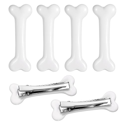 6 Pcs Bone Hair Clips White Skeleton Skull Hairpins for Halloween Cosplay