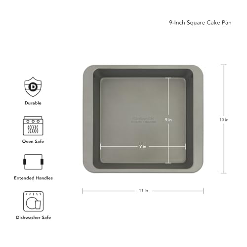 KitchenAid Contour Silver 9-Inch Nonstick Square Cake Pan Pack of 6