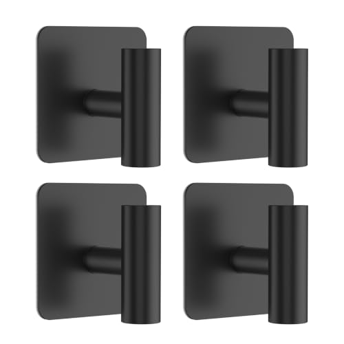 SetSail Adhesive Towel Hooks - Matte Black, 4 Pack for Bathrooms