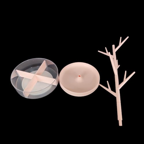 Pink Jewelry Display Stand with Rotatable Base & Storage Box