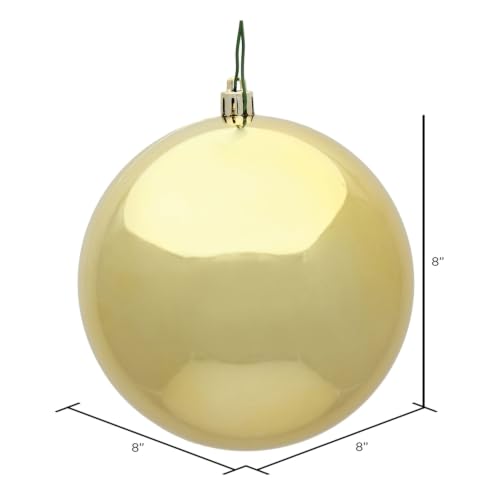 8-Inch Shiny Gold Christmas Ball Ornament - Shatterproof, UV Resistant, Easy Hang Variation of THIS listing