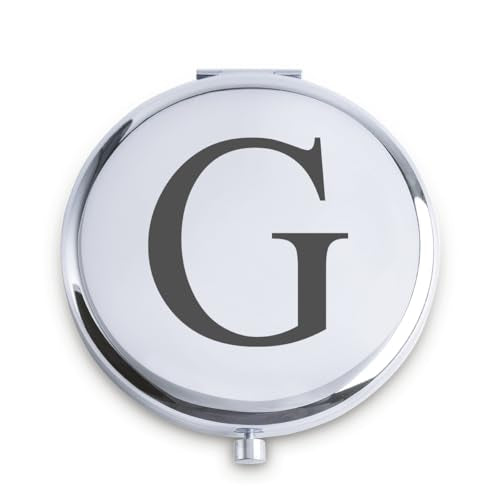 QUSTGO Personalized Monogram Compact Mirror - Custom Engraved Gift for Women