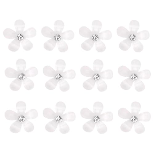 Mini White Rhinestone Flower Hair Clips 10Pcs Bridal Hair Barrettes