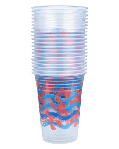 Glad 16 oz Clear Plastic Cups with Lobster Waves Print - 20 Count