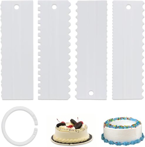 4-Piece Plastic Cake Scraper Set for Smooth Icing & Decoration