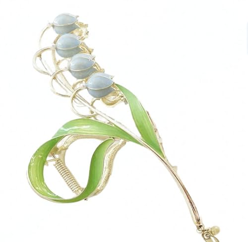 Metal Floral Hair Claw Clip Blue Orchid Lily Flower Jaw Clamp