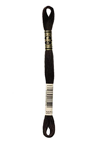 DMC Embroidery Floss Thread Black & Brown, 8.7 Yards, Six-Strand Cotton