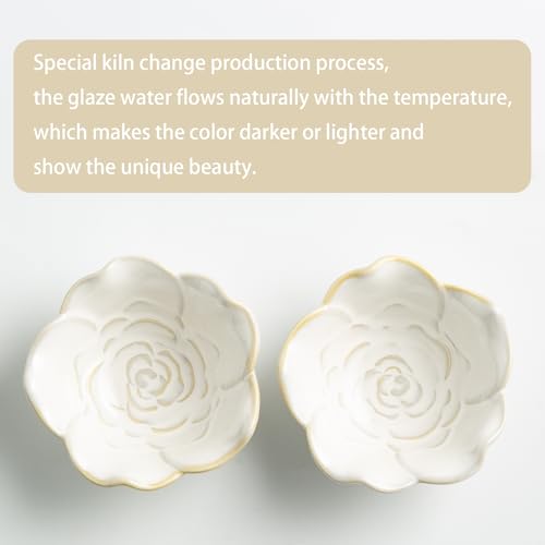 Mecaikru White Ceramic Flower Jewelry Dish - 3.5 in Ring Tray with Gift Box