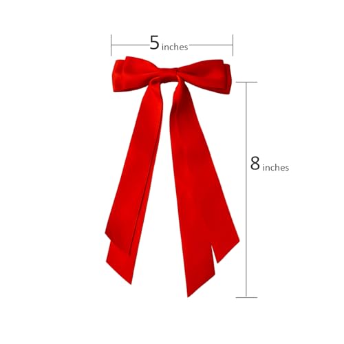 Black Hair Bows for Women - 2Pcs Satin Silk Hair Ribbon Bow Clips