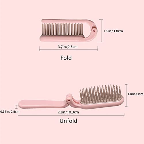 2-Pack Folding Hair Brush Portable Mini Anti-Static Massage Comb