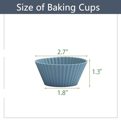 Grey Silicone Muffin Cups 12-Pack Reusable Cupcake Liners for Baking - SAWNZC