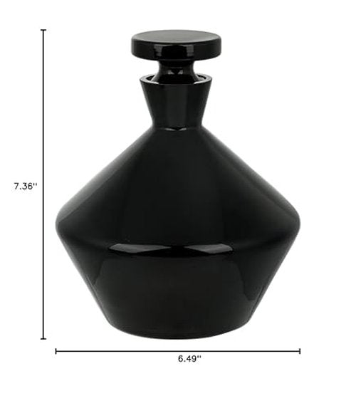 Bruno Magli 49 oz Glass Wine & Whiskey Decanter with Airtight Stopper – Contemporary Bar Bottle for Bourbon, Brandy & Juice Storage, Elegant Home Bar Display Carafe, Smooth Glass Design (Black)