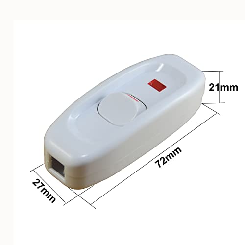 Inline Cord Switch 10A 250V LED Rocker Lamp Switch White 2 Pack