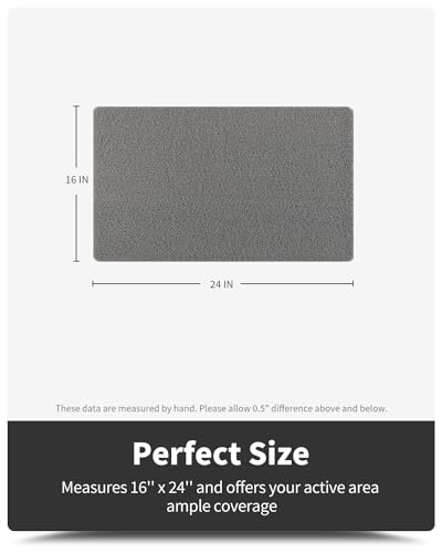 MontVoo Non-Slip Bathtub Mat 16x24 Inch - Quick Drying Foot Scrubber in Grey