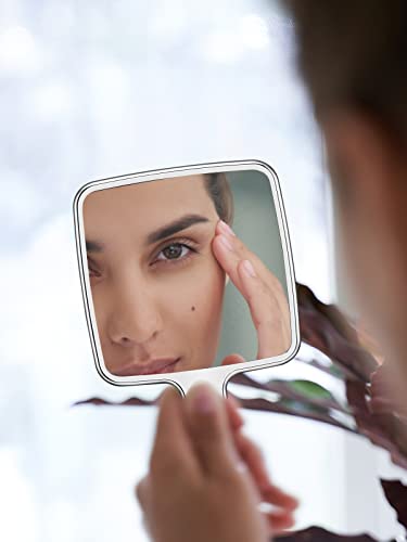 MIRRORNOVA Small Handheld Makeup Mirror with Handle and Water Ripple Design
