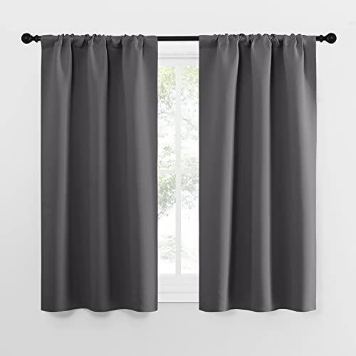 NICETOWN Grey Blackout Curtains - 34"W x 54"L Rod Pocket Drapes (2 Panels)