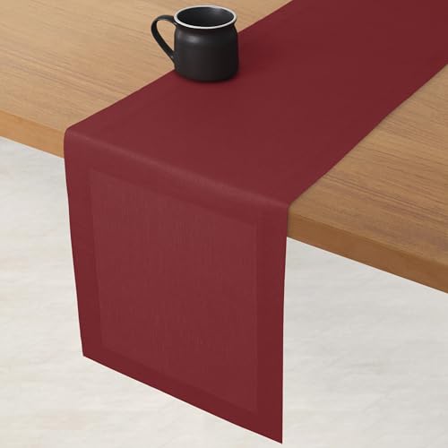 Red Linen Table Runner 14 x 90 Inch - 100% European Flax Handmade