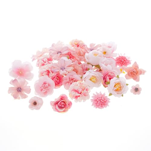 Mini Pink Flowers for Crafts - 65pcs Faux Rose & Daisy Set