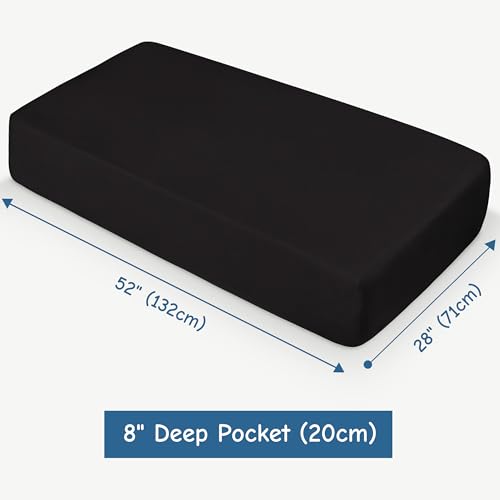 NTBAY Microfiber Crib Fitted Sheet, 28 x 52 Inch, Black