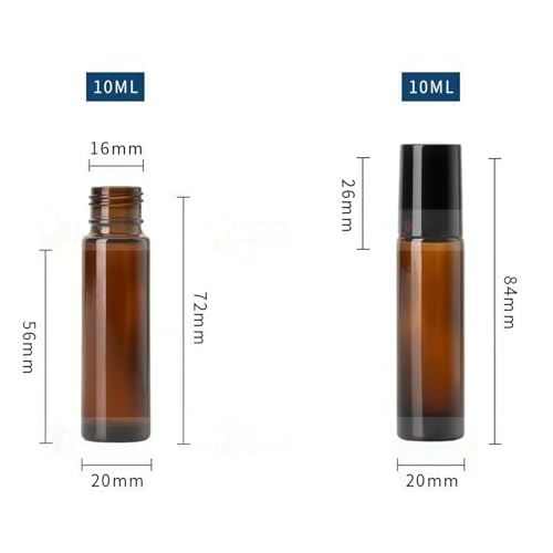 Glass Roller Bottles for Essential Oils 10ml - 6 Pack