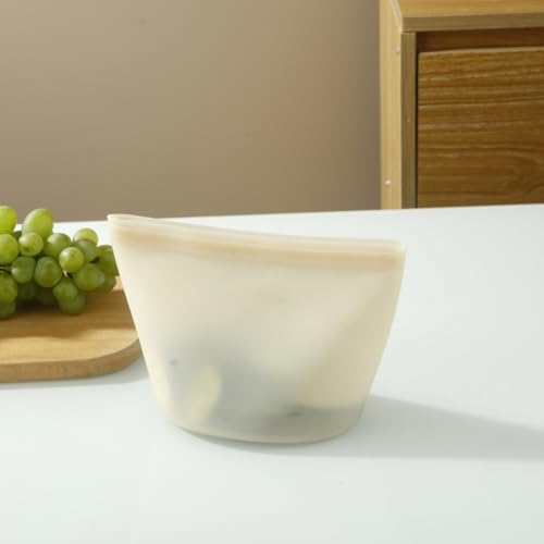 Emptycolor Reusable Silicone Food Storage Bags - 3 Pack Leakproof Zipper Bags
