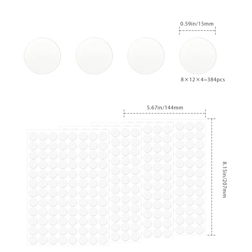384PCS Self-Adhesive Screw Hole Cover Caps, 15mm PVC Stickers for Furniture
