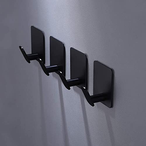 DELITON 26lb Heavy Duty Adhesive Towel Hooks, Matte Black - 4 Pack