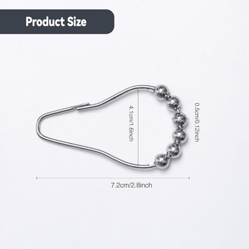Rust-Proof Stainless Steel Shower Curtain Hooks - 12 Pcs, Polished Nickel