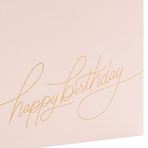 Hallmark Signature Studio 7.7-Inch Square Birthday Gift Bag with Tissue Paper - Blush Pink & Gold Foil, Pack of 1