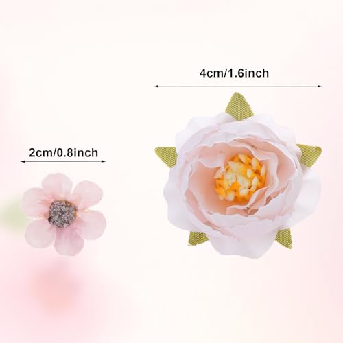 Mini Pink Flowers for Crafts - 65pcs Faux Rose & Daisy Set
