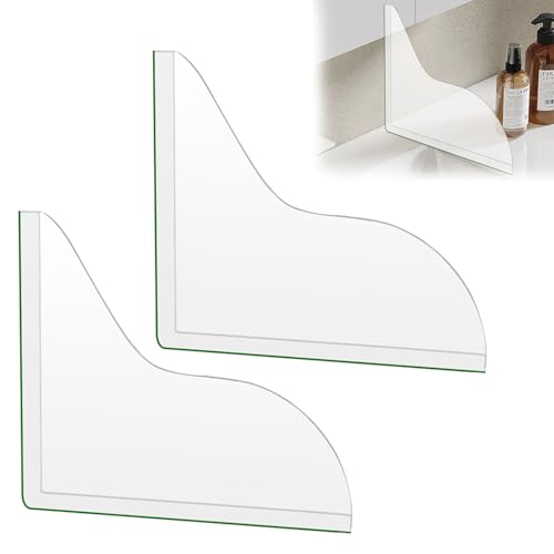 Clear Shower Corner Splash Guard - 2 Pack Self-Adhesive Silicone Water Guard