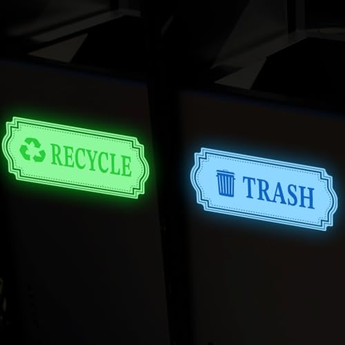 Glow in the Dark Trash & Recycle Stickers - Vinyl Labels for Bins