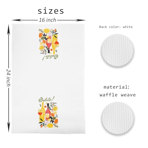 Italian Salute Cheers Wine Kitchen Towels - 16x24 Inch Decorative Hand Towels