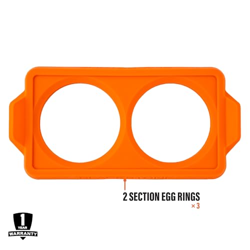Blackstone 5600 Silicone Egg & Omelet Ring for Breakfast, Non Stick Food Grade Round Egg Cooking Shapers Ring Mold for Pancake, Patties & English Muffin ? Portable Griddle Accessories,Orange(Set of 3)