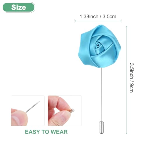 Blue Rose Lapel Pin Flower Boutonnieres for Men Suits Wedding Party