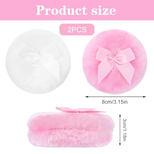 Large Fluffy Powder Puff 2-Pack - 3.5 Inch Soft Body & Loose Powder Puff