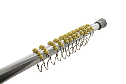 Rustproof Chrome Shower Curtain Hooks - Set of 12 with Yellow Roller Beads