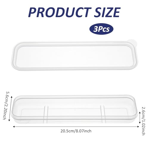 3PCS Portable Flatware Box Plastic, Simple Travel Tableware Storage Case, Reusable Utensil Container for Lunch Box for Cutlery Kit Pink, Blue,Transparent