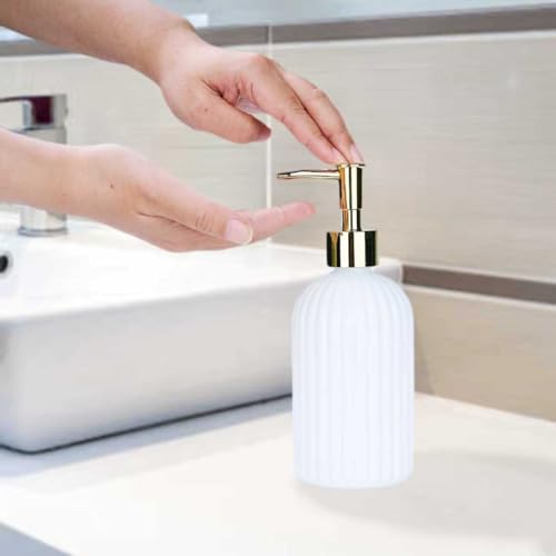 14oz Glass Hand Soap Dispenser with Gold Pump for Kitchen & Bathroom