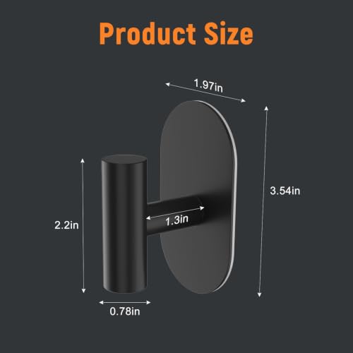SetSail Matte Black Adhesive Towel Hooks - 4 Pack for Bathroom