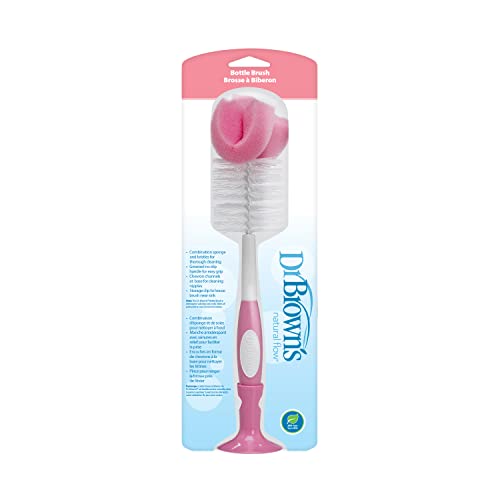 Dr. Brown's Pink Baby Bottle Brush 1-Pack - Reusable Nipple Cleaner & Bottle Scrubber