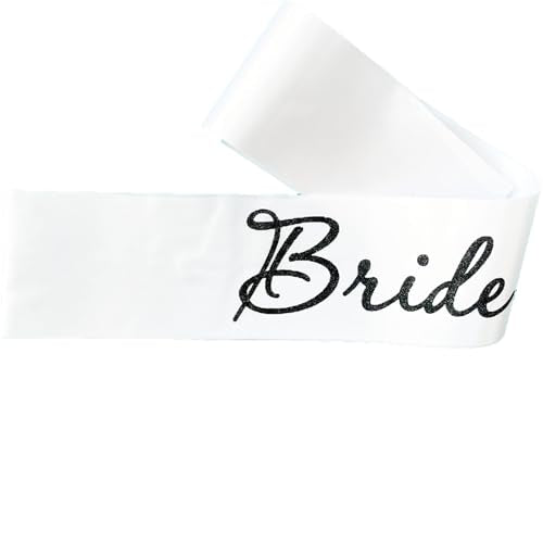 Bride to Be Satin Sash with Black Glitter Letters for Bachelorette Party