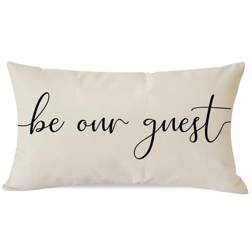 Farmhouse Be Our Guest Throw Pillow Cover 12x20 Inch