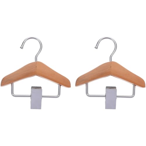 ORFOFE Wooden Pet Clothes Hanger 2-Pack Closet Organizer Clips for Dog and Cat Apparel