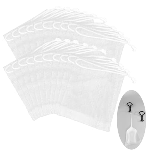 Giantree 20 Pcs Mesh Soap Bags with Drawstring - Exfoliating Soap Pouch Saver for Shower and Bath (10.3 x 9.7 cm)